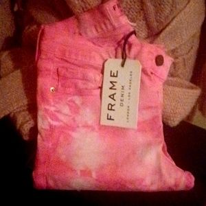 FRAME Hot Pink Tie Dye Skinny Jeans